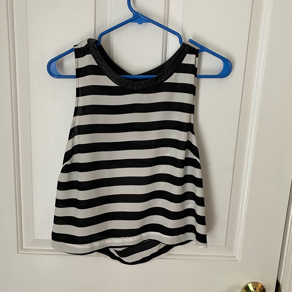 Striped ASTR top with leather and cutout detail